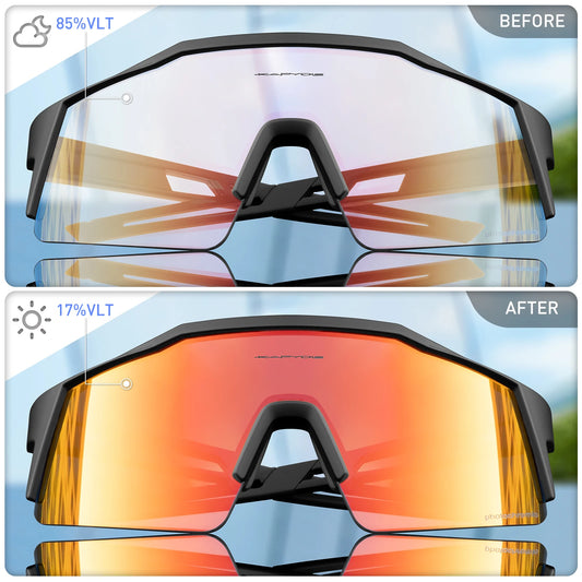 Photochromic Cycling Sunglasses for Men Cycl Glasses Mountain Bicycle Goggles Women Outdoor Sports Running UV400 Eyewear